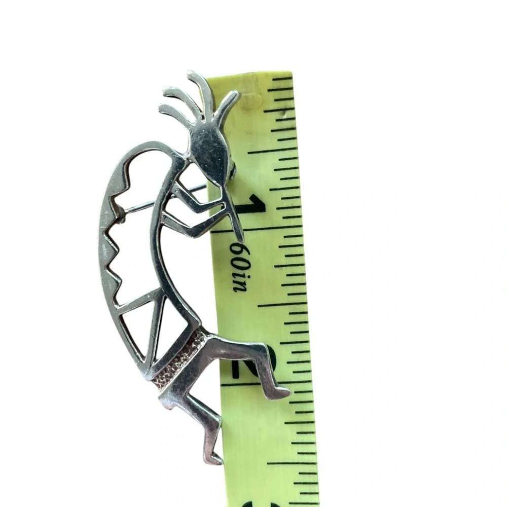 Native American .925 Sterling Silver Large Kokopelli Fertility Deity Brooch Pin